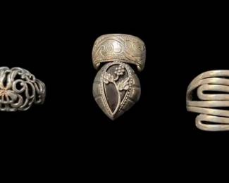 6 Sterling Silver Rings 57g Total