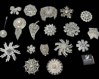 SilverToned Crystal Rhinestone Brooches Swarovski, Sarah Coventry, More Brands