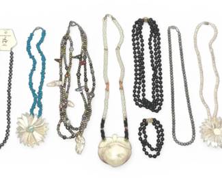 Beaded Necklaces w Shells Faux Pearls