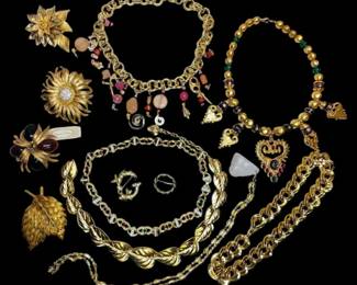 Chunky GoldToned Necklaces Pins Oscar de la Renta, Trifari, More