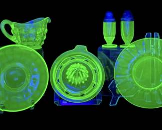 Anchor Hocking Federal Uranium Glass Saucers, Citrus Juicer, and More