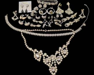 Silver Toned Rhinestone Costume Jewelry