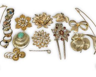 Floral GoldToned Costume Jewelry