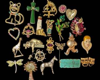 GoldToned Eclectic Brooches