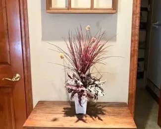 Vintage Wooden Console Table, Trinket Shelf, Decorative Vase