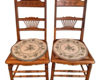 Antique Oak Cane Seat Chairs