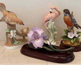 Bone China Bird Flower Figurines Crown Staffordshire Andrea by Sadek