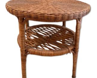 Round Wicker Side Table