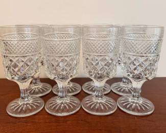 8 Clear Cut Glass Goblets