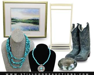 Turquois jewelry, sterling silver, artwork, cowboy boots, antiques, tools, toys, appliances, & much more!