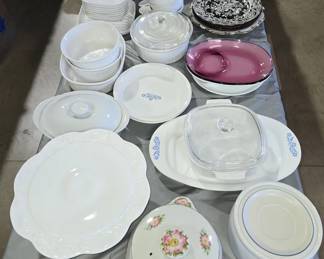 MILK GLASS & MISC. HALL & CORNINGWARE