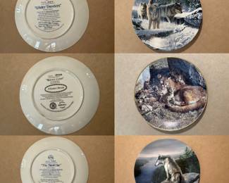 Ltd. Edition Kevin Daniel Wolf Plates Knowles, Bradford Exchange 8.5" wall decor plate of mama lion or puma & 4 baby kits