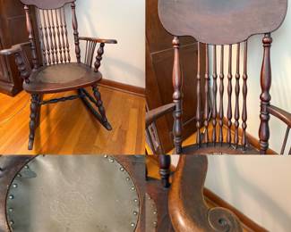 Antique Rocking Chair with Leather Seat
