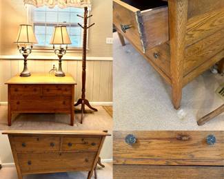  1920,s Three Drawer Oak Chest Of Drawers