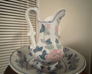 Pink Peony Rose Set Large Pitcher & Basin Cottagecore Grandma