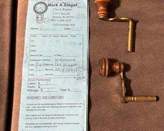 Grandfather clock details - Key included and glass display shelves.