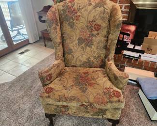High Back Floral Chairs with ornate feet - only 1 available (one has sold)