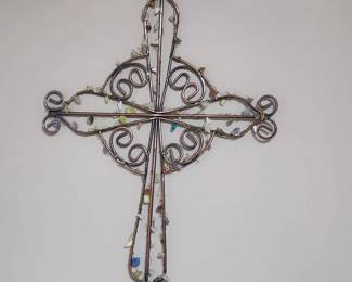 Small jeweled iron wall hanging cross