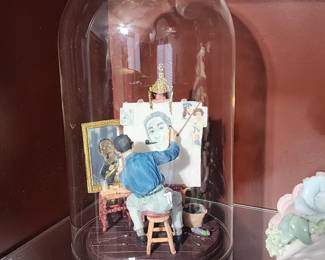 Norman Rockwell 3D Art in glass dome