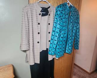 High End Women's Clothing - Ming Wang and Blue Leather Jacket with Mesh (both retailed over $300 when new)