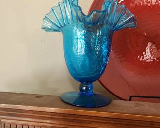 1950's Blenko Blue Fan Vase