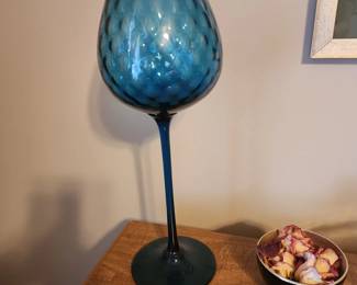 Blue Glass Candle Holder