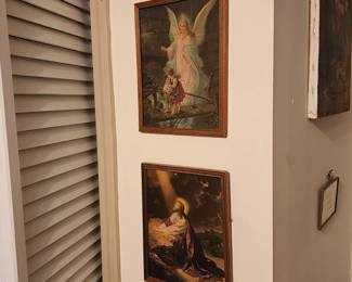 Framed print of 'The Guardian Angel" and "Christ in Gethsemane"