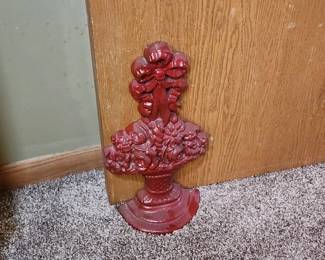 Red Cast Iron Flower Bouquet Door Stop