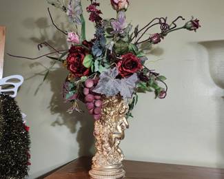 Victorian Style Vase with faux flower arrangement