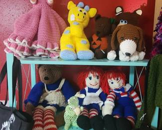 Hand crafted Crocheted Animals, Characters and Dolls - including a Raggedy Ann and Andy
