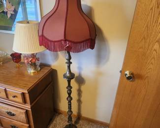 Vintage Floor Lamp with fringed shade