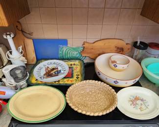 Ceramic Dishes, Chip and Dip Bowl, Pig Shaped cutting board