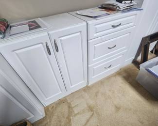 Small White Laminate Storage Cabinet and Storage Drawers
