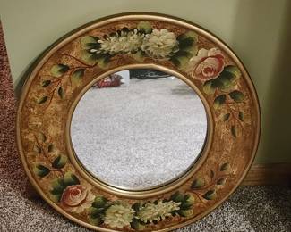 Round Floral Border Wall Mirror