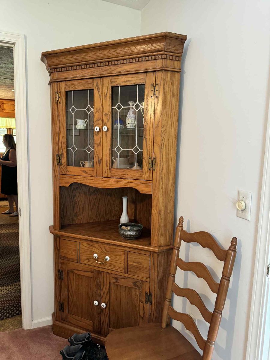 Oak corner curio