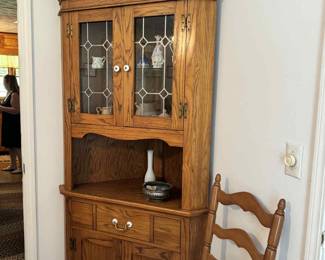 Oak corner curio