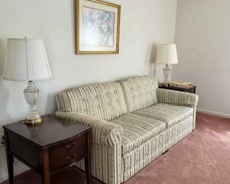 Sofa, end tables and lamps 