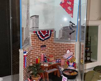 Tabletop Handmade 3D Shadowbox Diorama Scene Of A NYC Rooftop BBQ