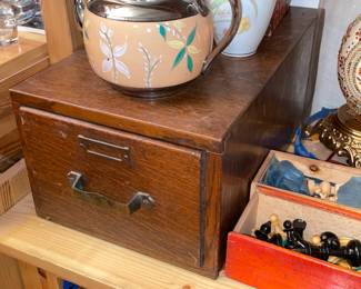 Antique Wooden Library Card Catalog Box