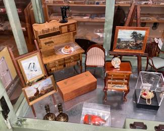 Exquisite Collection Of Many Rare & Hand Crafted Doll House Furniture, Miniatures, & Accessories