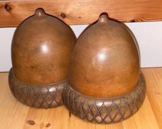 Carved Acorn Bookends