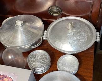 Vintage Tin Trays, Silver Plated Items, & Other Metal/Tin Serving Pieces & Decor