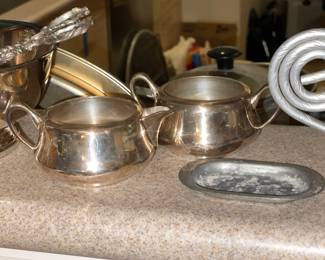 Vintage Tin Trays, Silver Plated Items, & Other Metal/Tin Serving Pieces & Decor