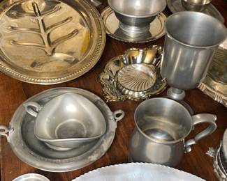 Vintage Tin Trays, Silver Plated Items, & Other Metal/Tin Serving Pieces & Decor