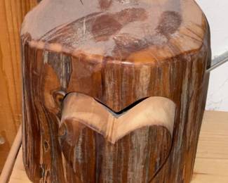 Carved Wooden Heart In Tree Trunk