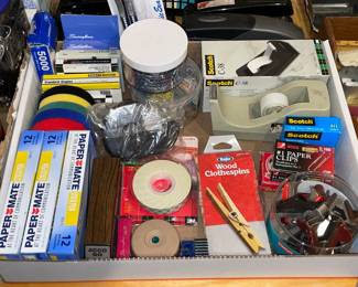 Assorted Office Supplies (Tape, Staplers, Clips, Rubber Bands, Notepads, Etc.)