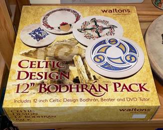 12" Celtic Design Bodhran W/ Beater & Box