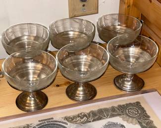 Sterling Silver Footed Glass Bowls