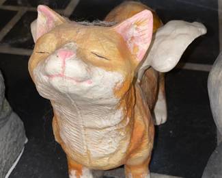 Cat W/ Angel Wings Concrete Garden Statue