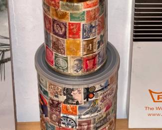 Vintage Stamp Decoupage Cans